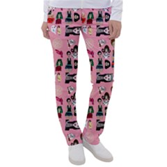 Drawing Collage Pink Women s Casual Pants