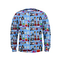 Drawing Collage Blue Kids  Sweatshirt