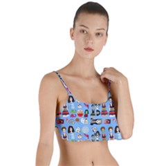 Drawing Collage Blue Layered Top Bikini Top  by snowwhitegirl