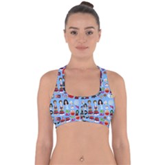 Drawing Collage Blue Cross Back Hipster Bikini Top  by snowwhitegirl