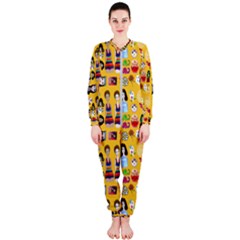 Drawing Collage Yellow Onepiece Jumpsuit (ladies) 