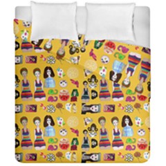 Drawing Collage Yellow Duvet Cover Double Side (california King Size)