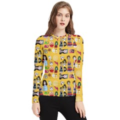 Drawing Collage Yellow Women s Long Sleeve Rash Guard