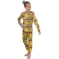 Drawing Collage Yellow Kids  Long Sleeve Set 