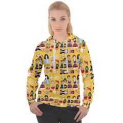 Drawing Collage Yellow Women s Overhead Hoodie