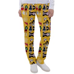 Drawing Collage Yellow Women s Casual Pants