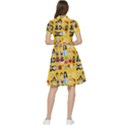 Drawing Collage Yellow Short Sleeve Waist Detail Dress View2