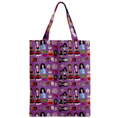 Drawing Collage Purple Zipper Classic Tote Bag by snowwhitegirl