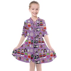 Drawing Collage Purple Kids  All Frills Chiffon Dress