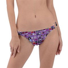 Drawing Collage Purple Ring Detail Bikini Bottom