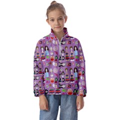 Drawing Collage Purple Kids  Half Zip Hoodie