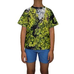 Acid Green Patterns Kids  Short Sleeve Swimwear by kaleidomarblingart