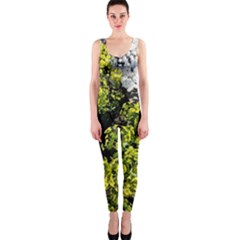 Acid Green Patterns One Piece Catsuit by kaleidomarblingart