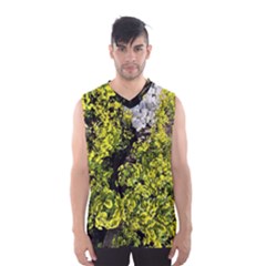 Acid Green Patterns Men s Basketball Tank Top by kaleidomarblingart