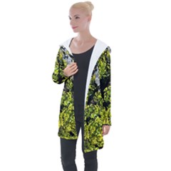 Acid Green Patterns Longline Hooded Cardigan by kaleidomarblingart