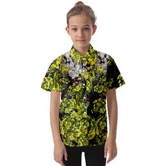 Acid Green Patterns Kids  Short Sleeve Shirt