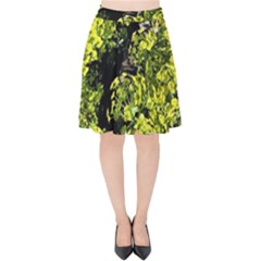 Acid Green Patterns Velvet High Waist Skirt by kaleidomarblingart