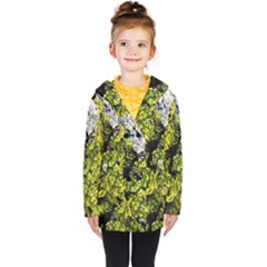 Acid Green Patterns Kids  Double Breasted Button Coat by kaleidomarblingart