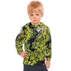 Acid Green Patterns Kids  Hooded Pullover by kaleidomarblingart