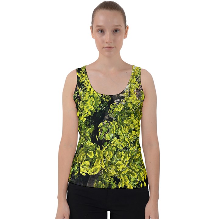 Acid green patterns Velvet Tank Top