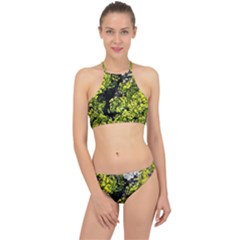 Acid Green Patterns Racer Front Bikini Set by kaleidomarblingart