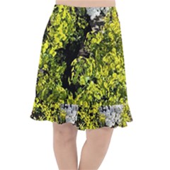 Acid Green Patterns Fishtail Chiffon Skirt by kaleidomarblingart