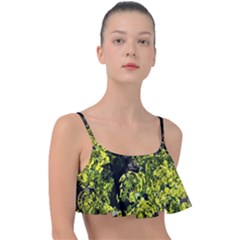 Acid Green Patterns Frill Bikini Top by kaleidomarblingart