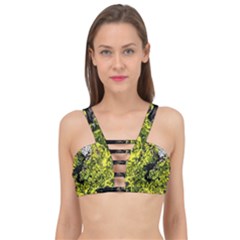 Acid Green Patterns Cage Up Bikini Top by kaleidomarblingart