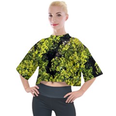 Acid Green Patterns Mock Neck Tee by kaleidomarblingart