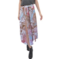 Marbling Collage Velour Split Maxi Skirt by kaleidomarblingart