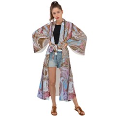 Marbling Collage Maxi Kimono by kaleidomarblingart