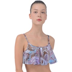 Marbling Collage Frill Bikini Top by kaleidomarblingart