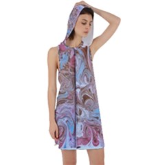 Marbling Collage Racer Back Hoodie Dress by kaleidomarblingart