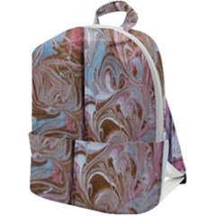 Marbling Collage Zip Up Backpack by kaleidomarblingart