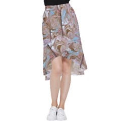 Marbling Collage Frill Hi Low Chiffon Skirt