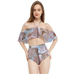 Marbling Collage Halter Flowy Bikini Set 