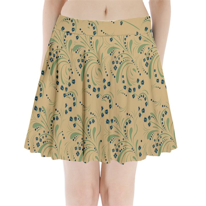 Folk floral art pattern. Flowers abstract surface design. Seamless pattern Pleated Mini Skirt