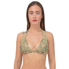 Folk Floral Art Pattern  Flowers Abstract Surface Design  Seamless Pattern Double Strap Halter Bikini Top by Eskimos