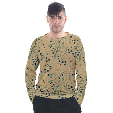 Folk Floral Art Pattern  Flowers Abstract Surface Design  Seamless Pattern Men s Long Sleeve Raglan Tee by Eskimos