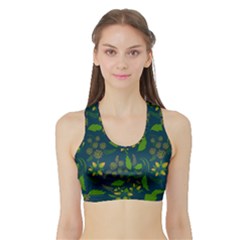 Folk Floral Art Pattern  Flowers Abstract Surface Design  Seamless Pattern Sports Bra With Border by Eskimos