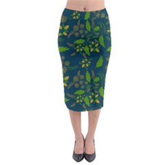 Folk Floral Art Pattern  Flowers Abstract Surface Design  Seamless Pattern Midi Pencil Skirt by Eskimos