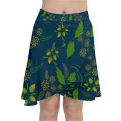 Folk Floral Art Pattern  Flowers Abstract Surface Design  Seamless Pattern Chiffon Wrap Front Skirt by Eskimos