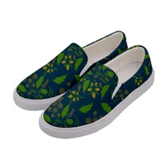 Folk Floral Art Pattern  Flowers Abstract Surface Design  Seamless Pattern Women s Canvas Slip Ons by Eskimos