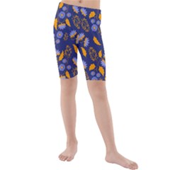 Folk Floral Art Pattern  Flowers Abstract Surface Design  Seamless Pattern Kids  Mid Length Swim Shorts