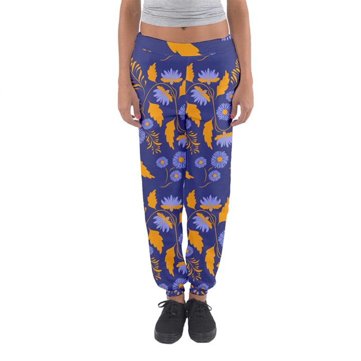 Folk floral art pattern. Flowers abstract surface design. Seamless pattern Women s Jogger Sweatpants