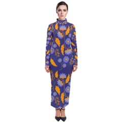 Folk Floral Art Pattern  Flowers Abstract Surface Design  Seamless Pattern Turtleneck Maxi Dress by Eskimos