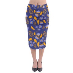 Folk Floral Art Pattern  Flowers Abstract Surface Design  Seamless Pattern Midi Pencil Skirt by Eskimos