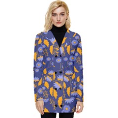 Folk Floral Art Pattern  Flowers Abstract Surface Design  Seamless Pattern Button Up Hooded Coat  by Eskimos