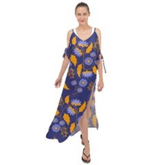 Folk Floral Art Pattern  Flowers Abstract Surface Design  Seamless Pattern Maxi Chiffon Cover Up Dress by Eskimos