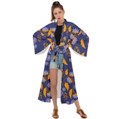 Folk Floral Art Pattern  Flowers Abstract Surface Design  Seamless Pattern Maxi Kimono by Eskimos